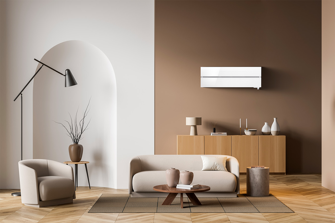 Climatisation murale Mitsubishi Electric MSZ-LN dans un salon