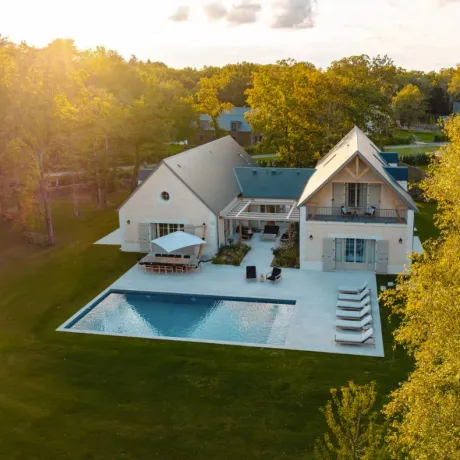 Vue aérienne soleil levant